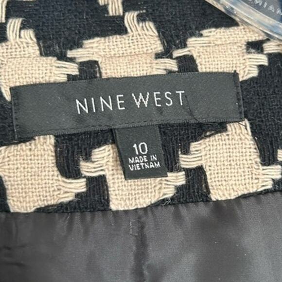 SUMMER SALE | Nine West Black & Tan Houndstooth Blazer - Size 10 - Picture 7 of 12